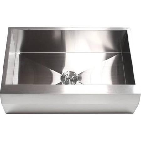CONTEMPO LIVING 36 in Single Bowl Zero Radius Well Angled Farm Apron Kitchen Sink Stainless Steel 16 Gauge HFS3622